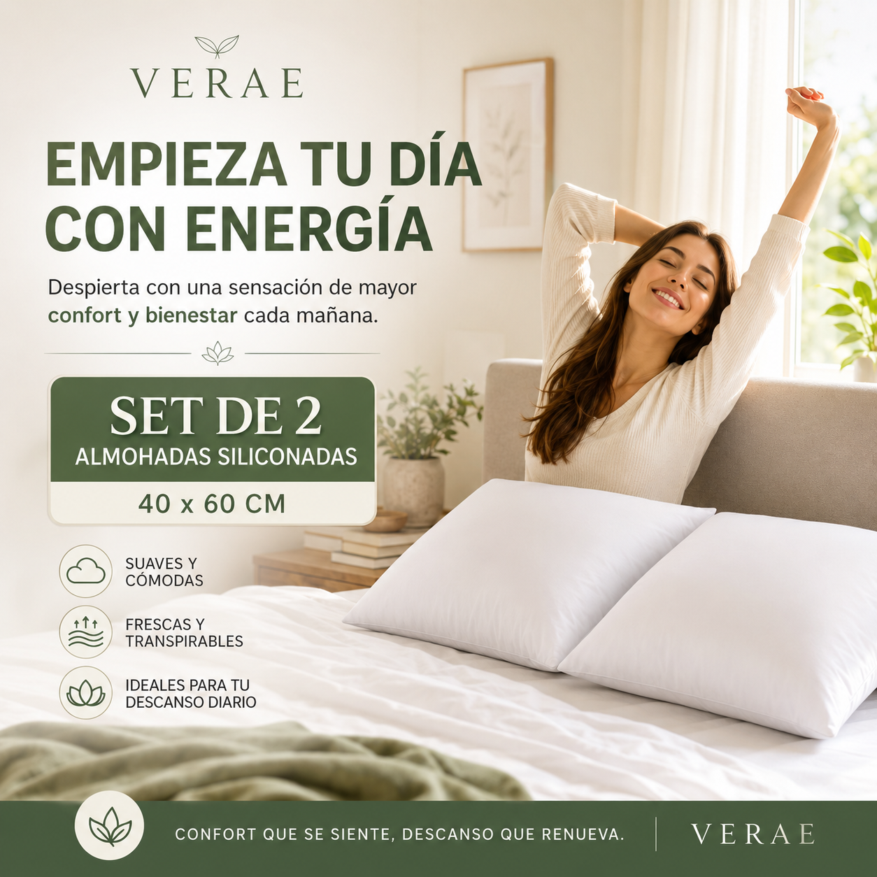 SET DE 2 ALMOHADAS SILICONADAS 40X60 VERAE
