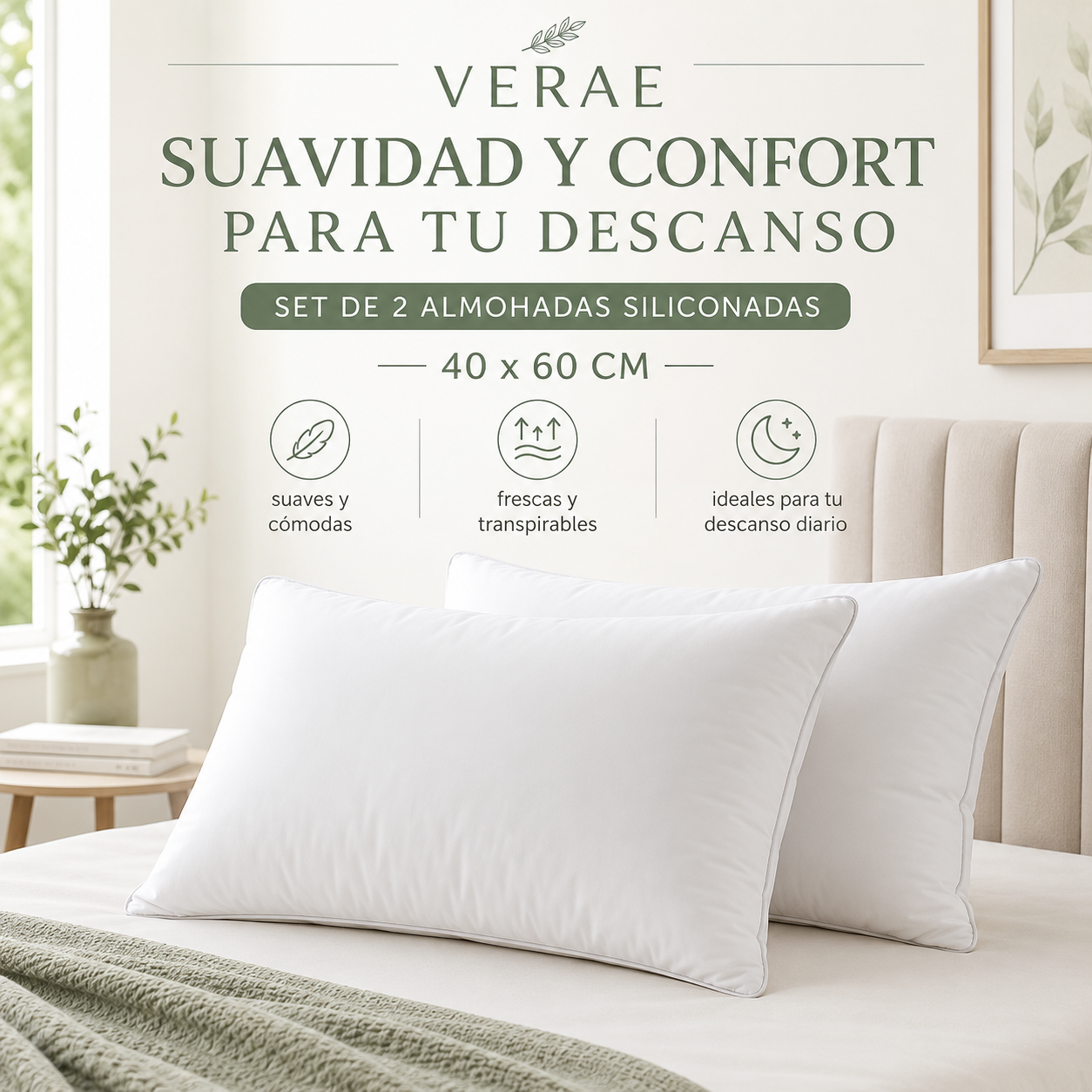 SET DE 2 ALMOHADAS SILICONADAS 40X60 VERAE